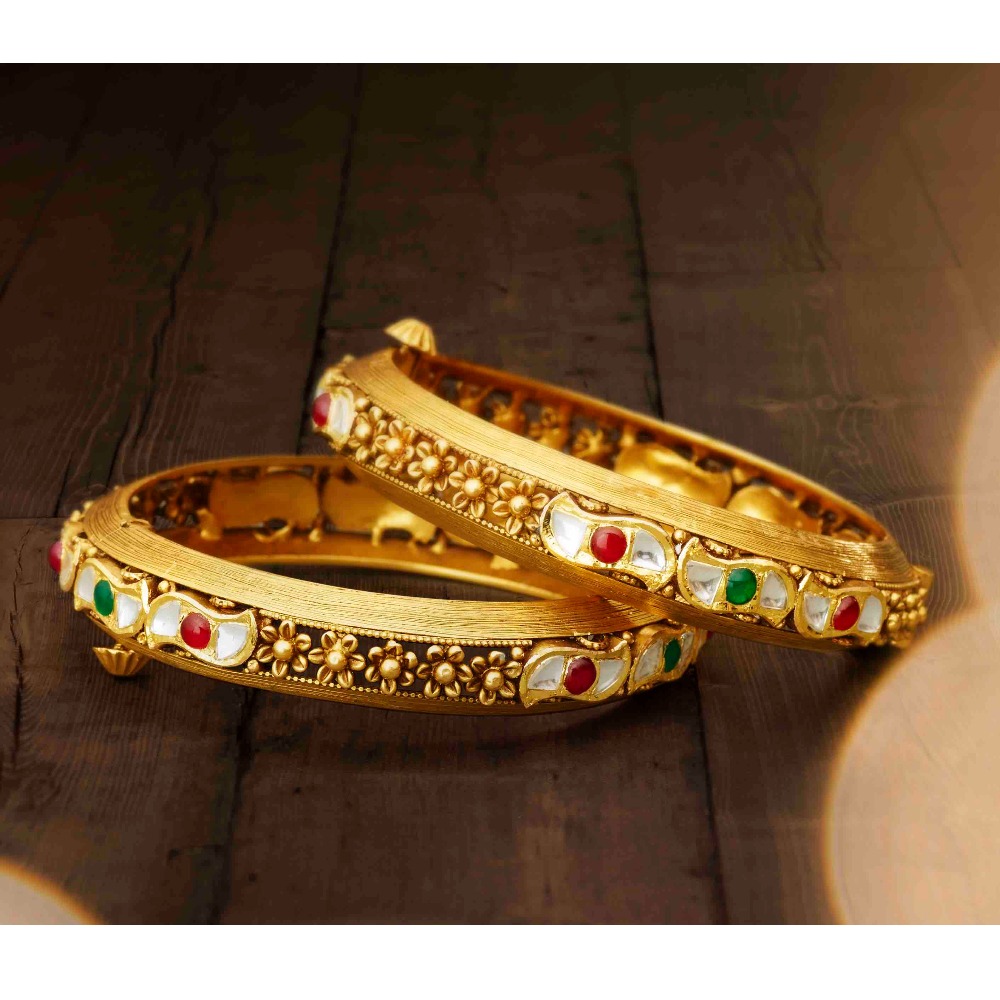 916 Gold Kundan Bangles