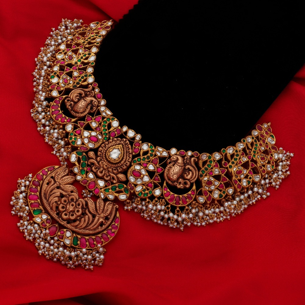 22KT Gold Antique Bridal Necklace Set