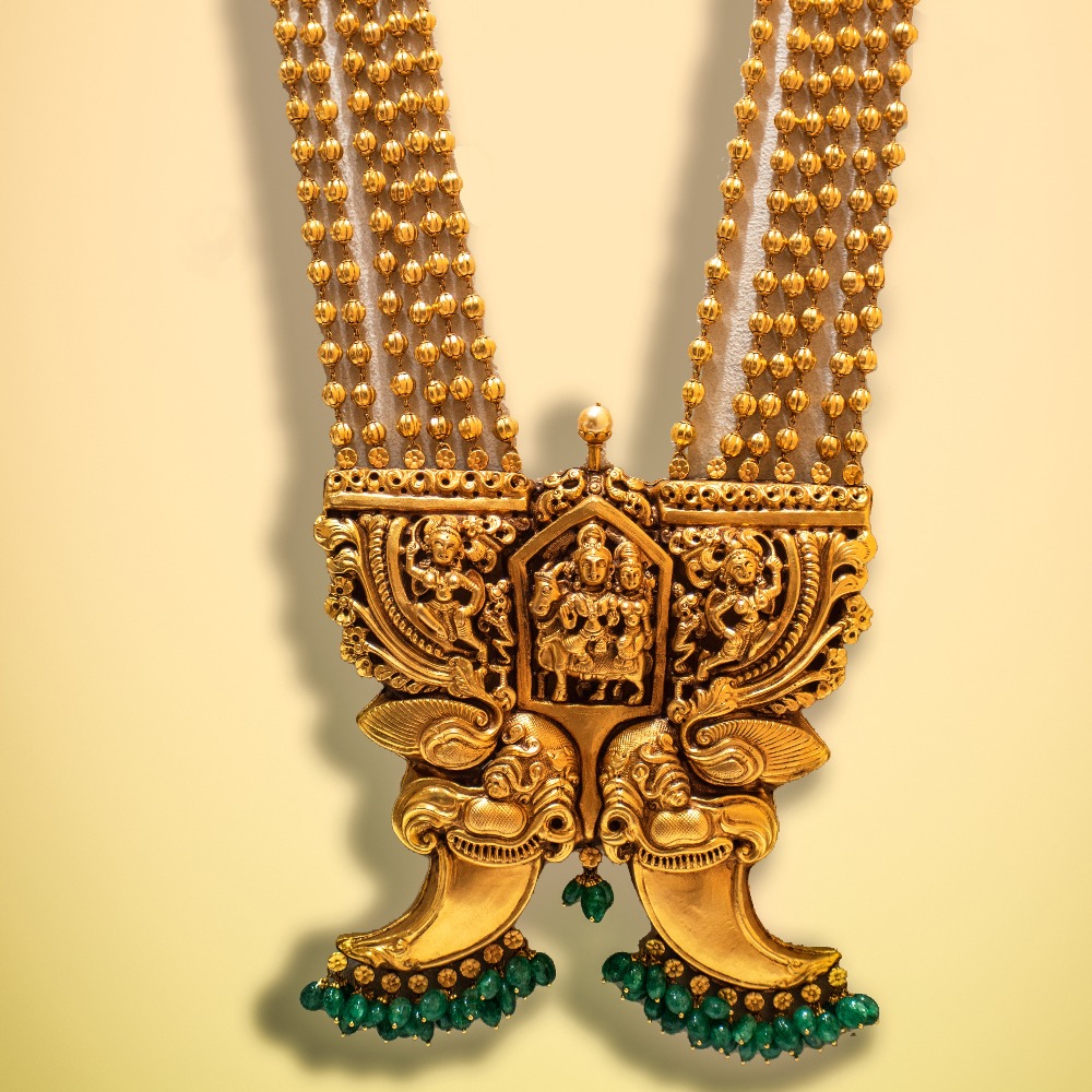 916 Gold Temple Design Long Necklace