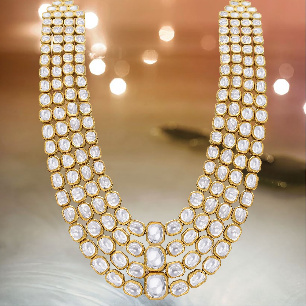 916 Gold Jadau Ploki Necklace Set