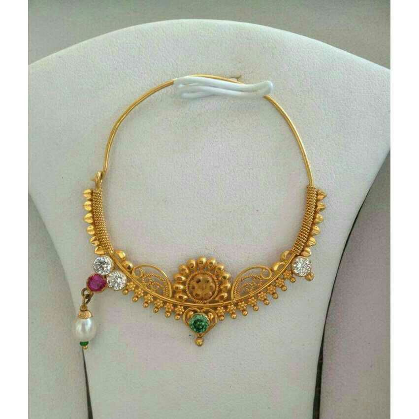 Gold Rajwadi Ladies Nose Pin