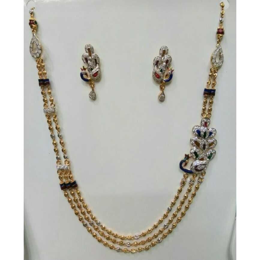 22KT Gold Ladies Indian Stylish Peacock Necklace Set
