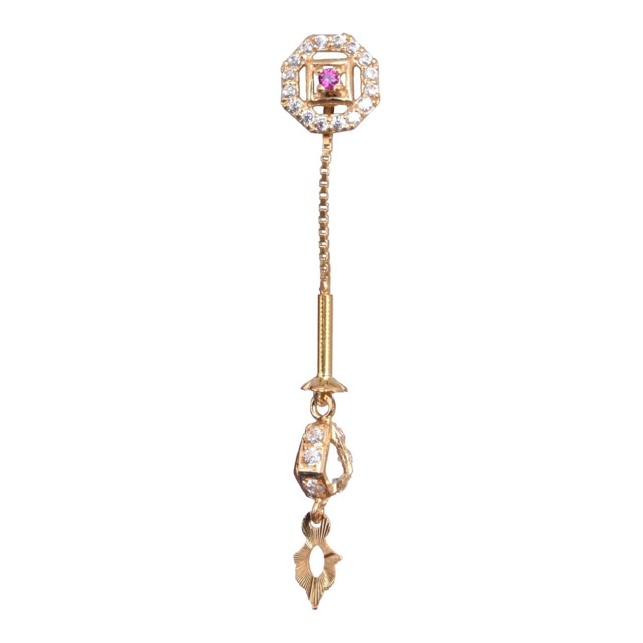 18K / 750 Gold Indian Diamond CZ Latkan Butti