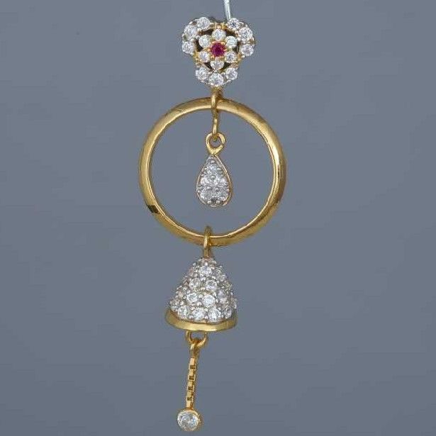 18K Gold Diamond CZ Latkan Earrings