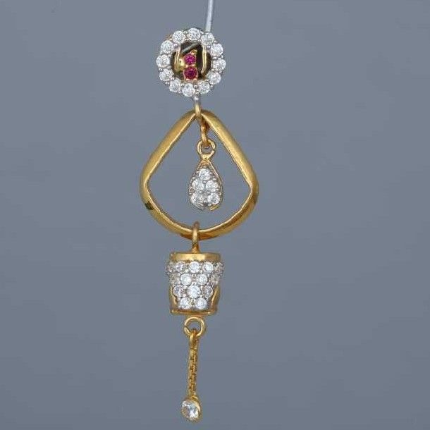 18K / 750 Yellow Gold CZ Latkan Earrings