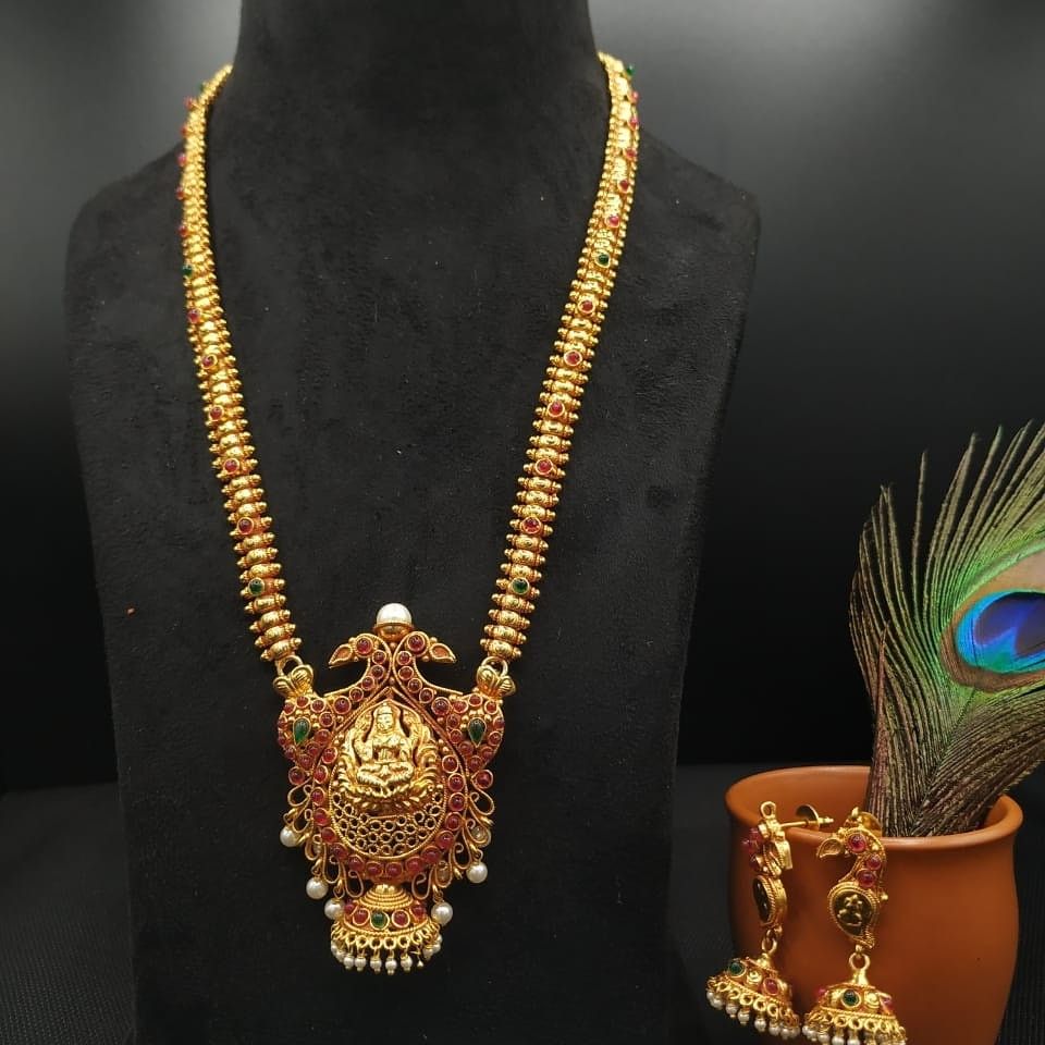 Gold long necklace set 1832