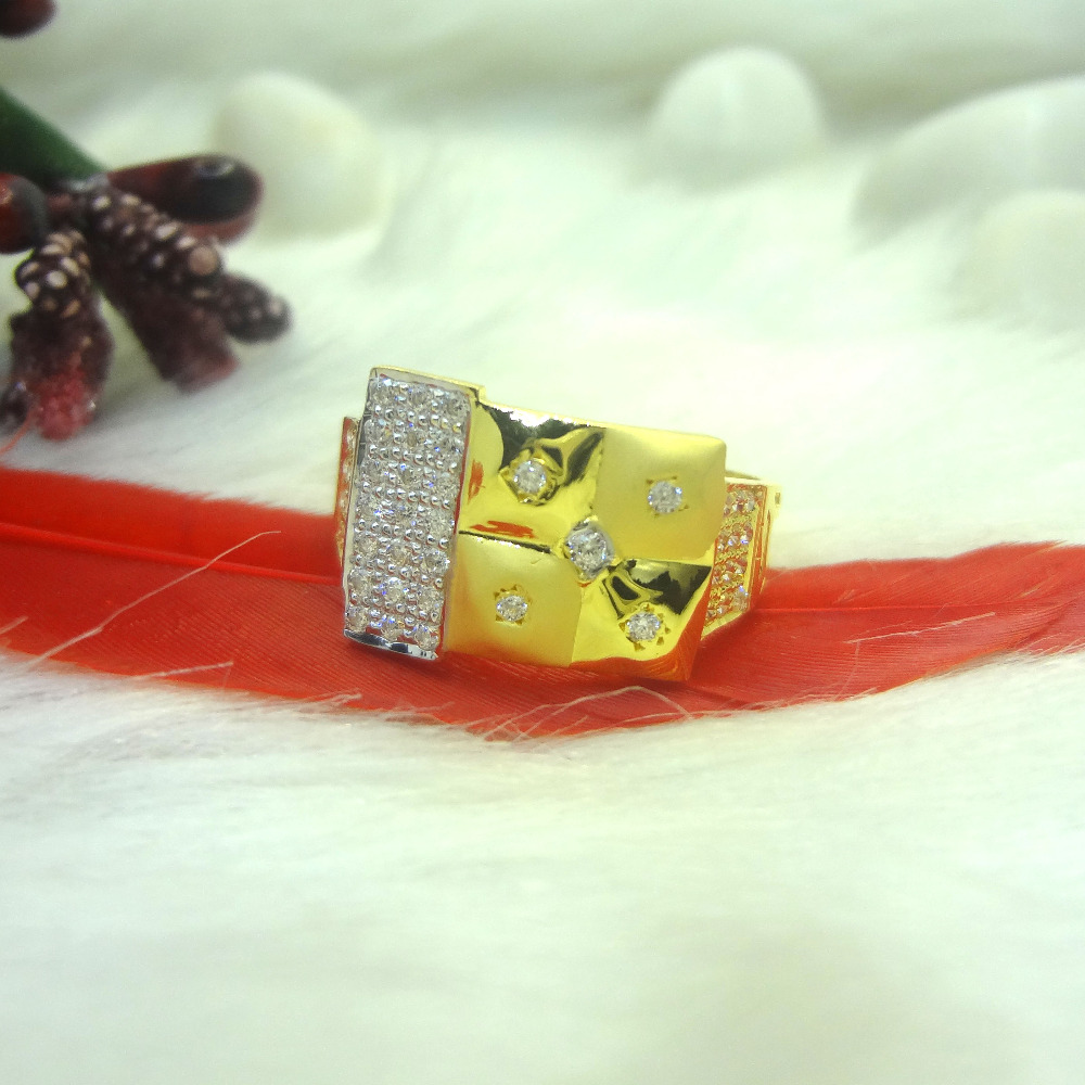 916 gold cz diamond gents ring