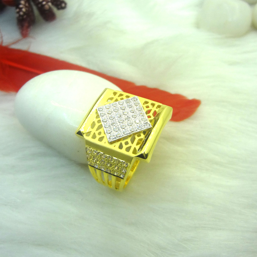 916 gold cz diamond gents ring