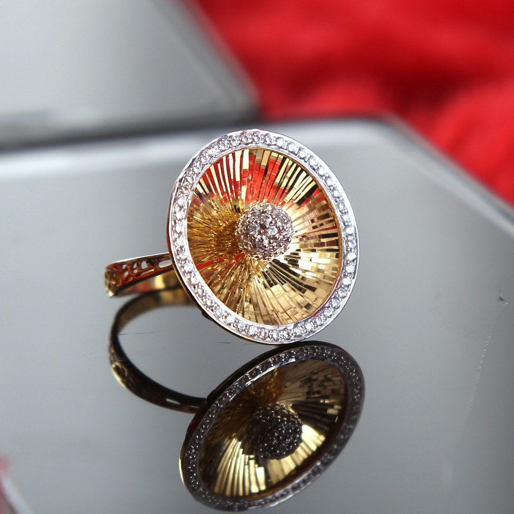 916 gold cz daimond cocktail ladies ring