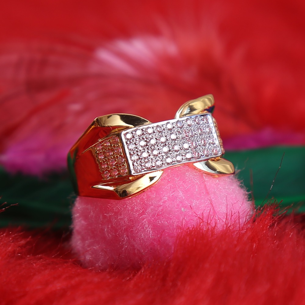 916 gold cz daimond  gents ring