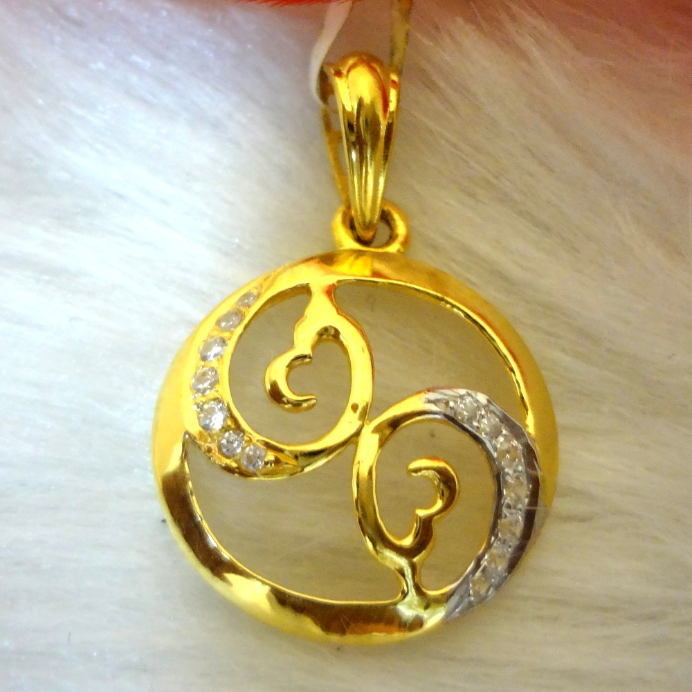 916 gold cz diamond round shape gents pendent