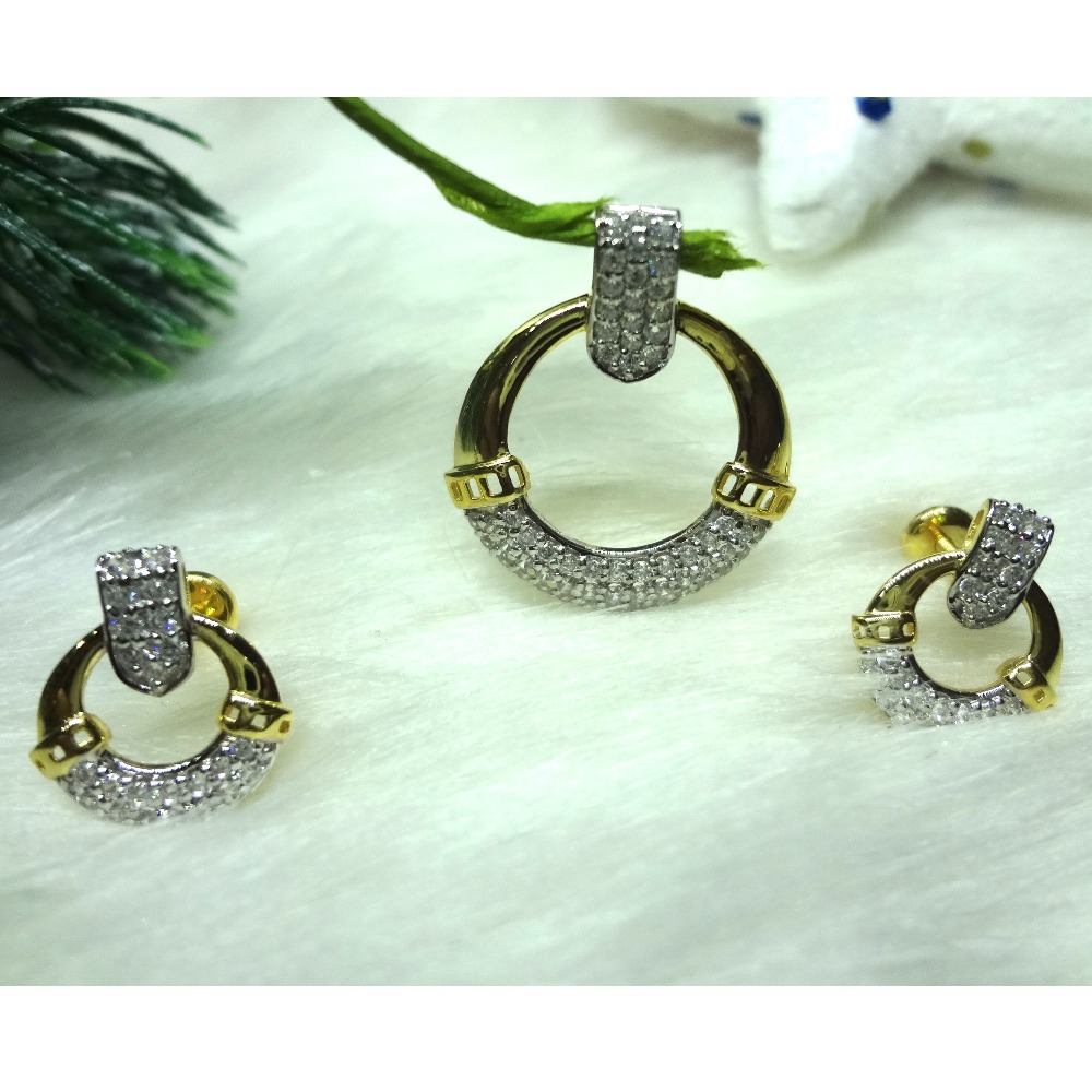 916 GOLD CZ DAIMOND PENDANT SET