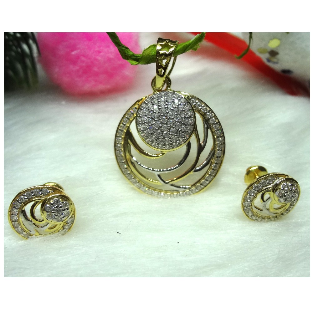 916 GOLD CZ DAIMOND PENDANT SET