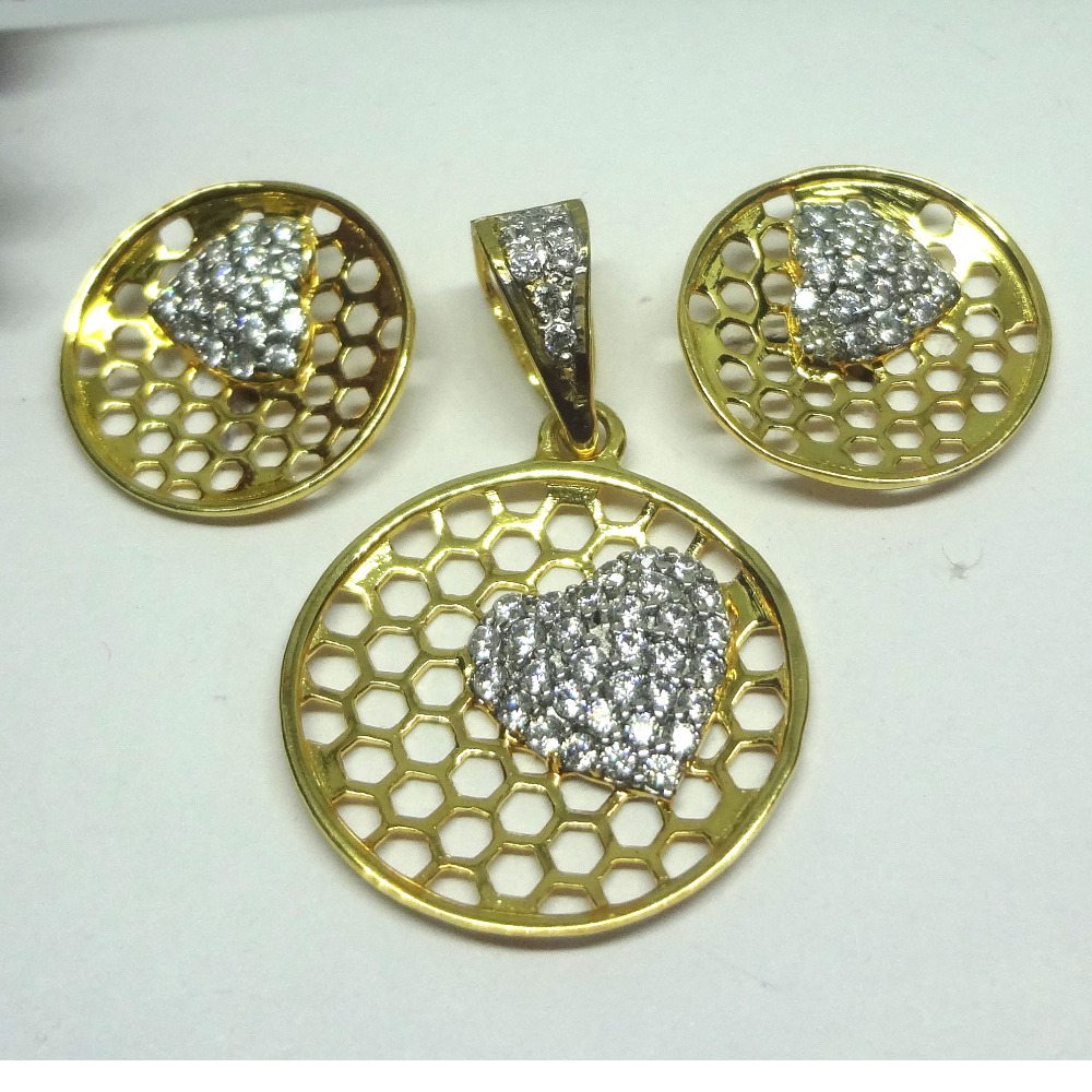 916 gold cz diamond pendant set