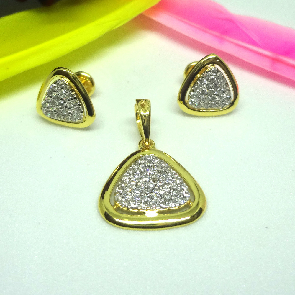 916 gold cz diamond pendant set