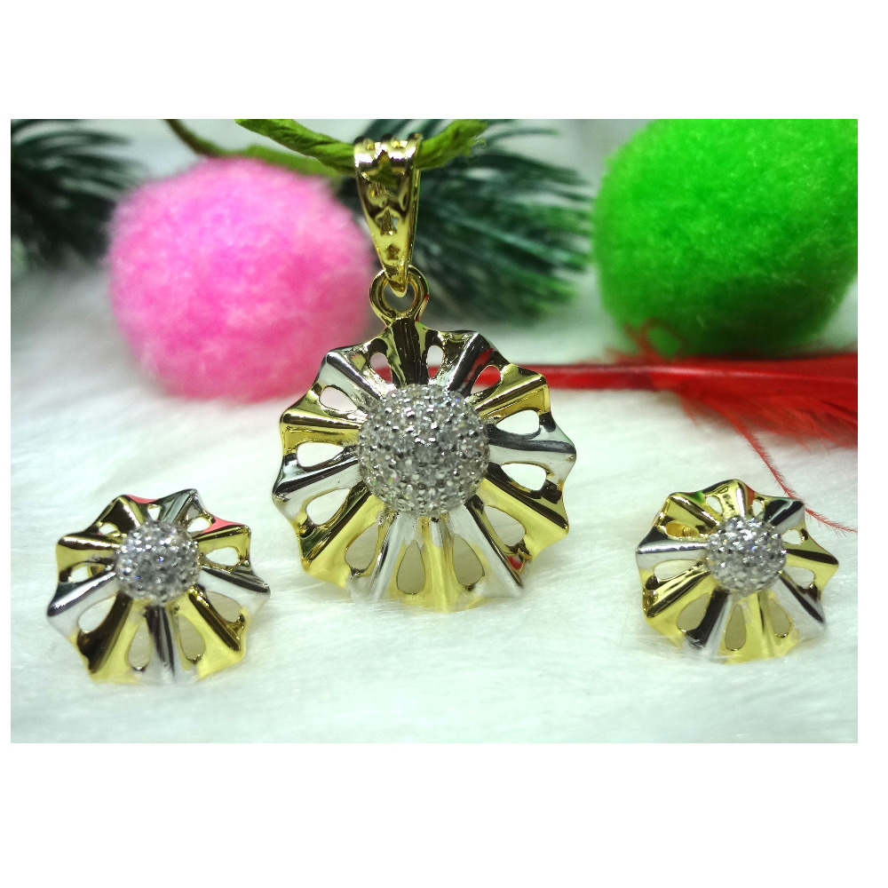 916 gold cz diamond pendant set
