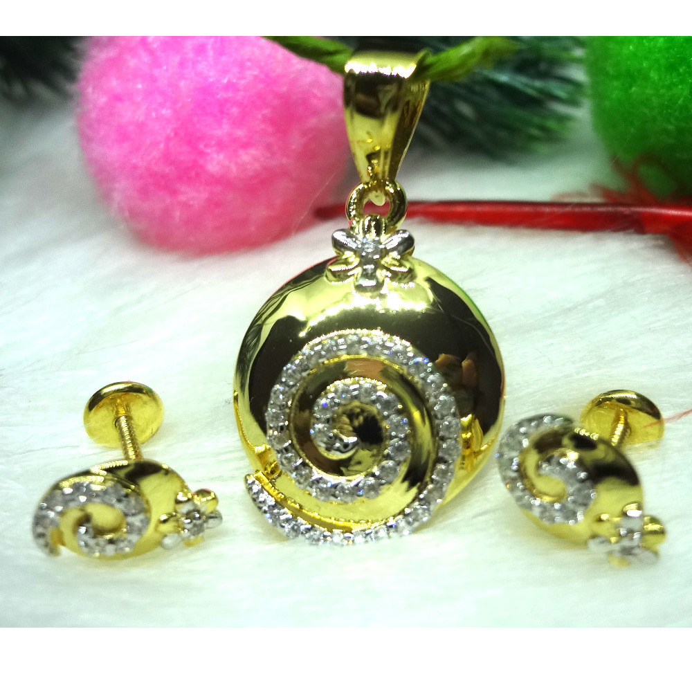 916 gold cz diamond pendant set