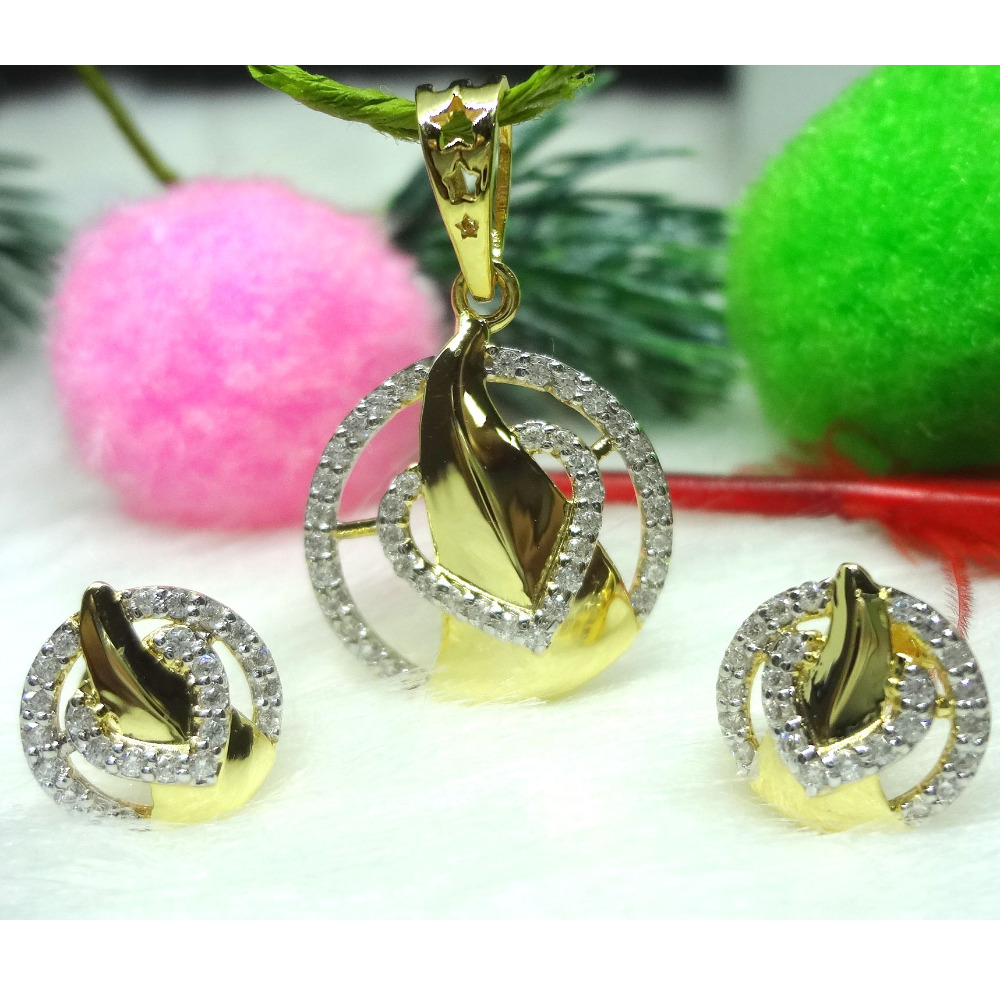 916 gold cz diamond pendant set