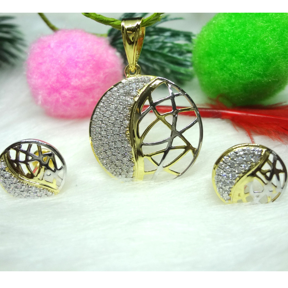 916 gold cz diamond pendant set