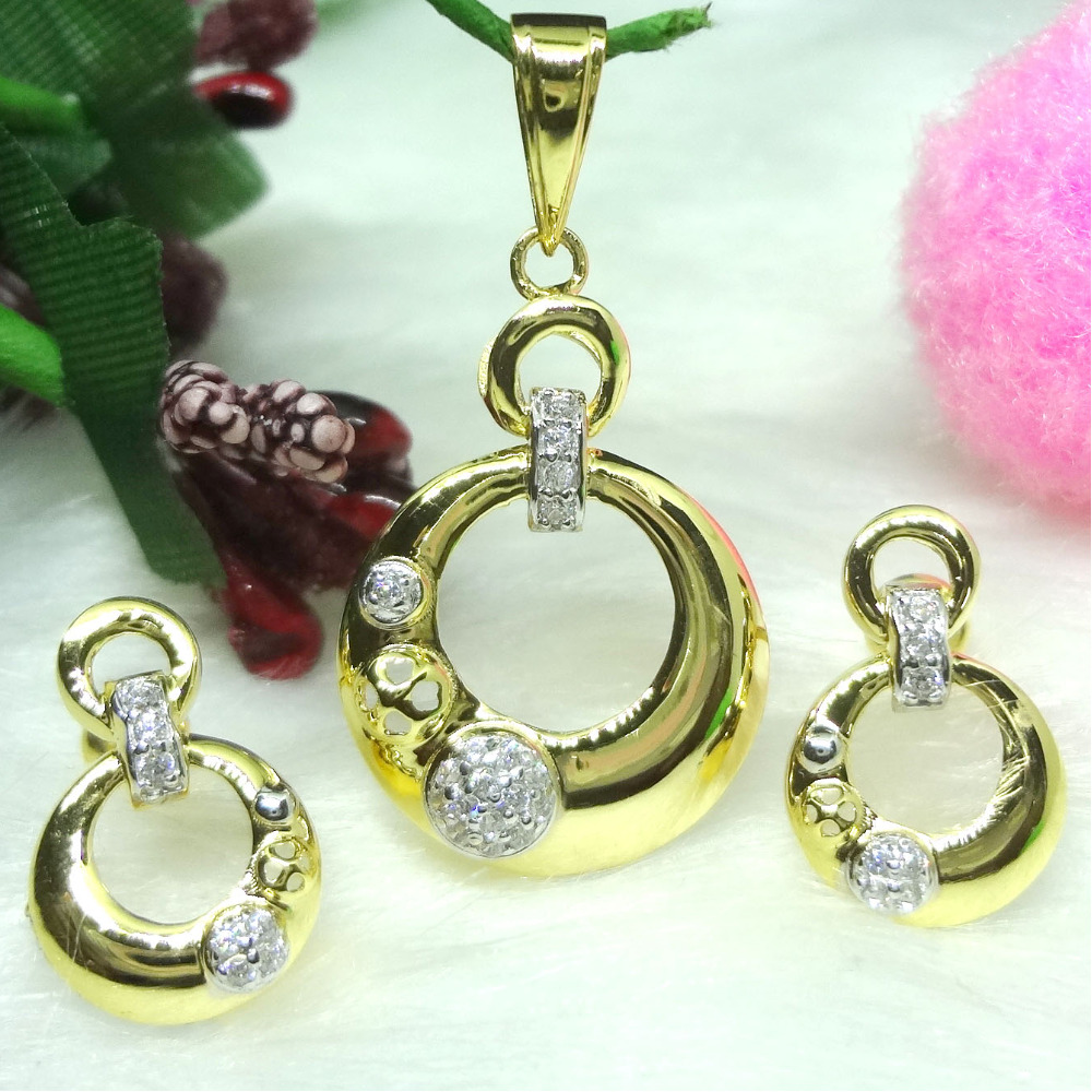 916 gold cz diamond pendant set