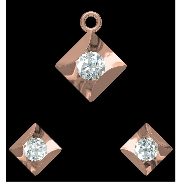18KT rose gold soliter diamond pendant set