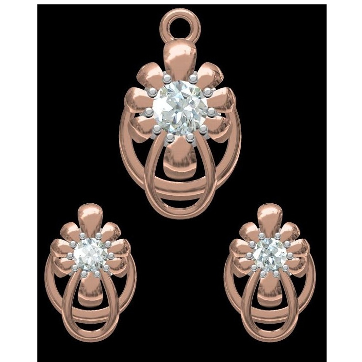 18kt rose gold soliter diamond pendant set