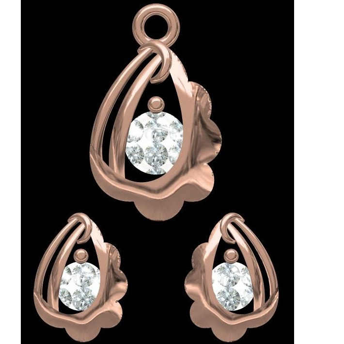 18kt rose gold soliter diamond pendant set