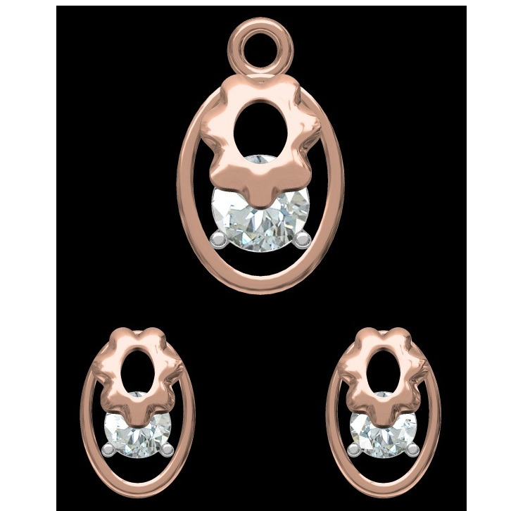 18kt rose gold soliter diamond pendant set
