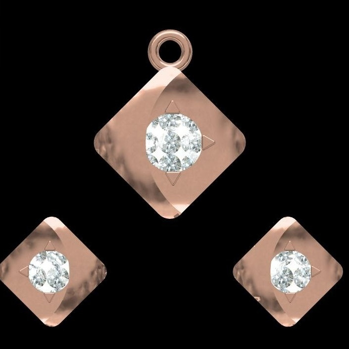 18kt rose gold soliter pendant set