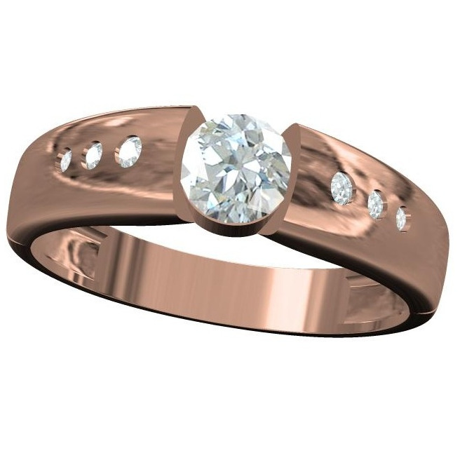 18kt cz rose gold solitaire gents ring