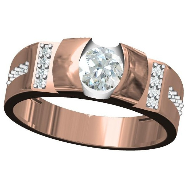 18kt cz rose gold solitaure gents ring