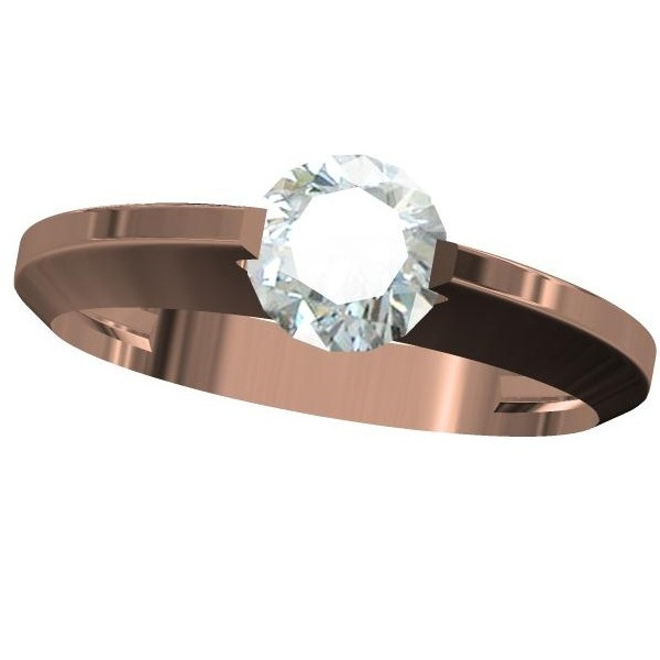 18kt cz rose gold solitaire gents ring
