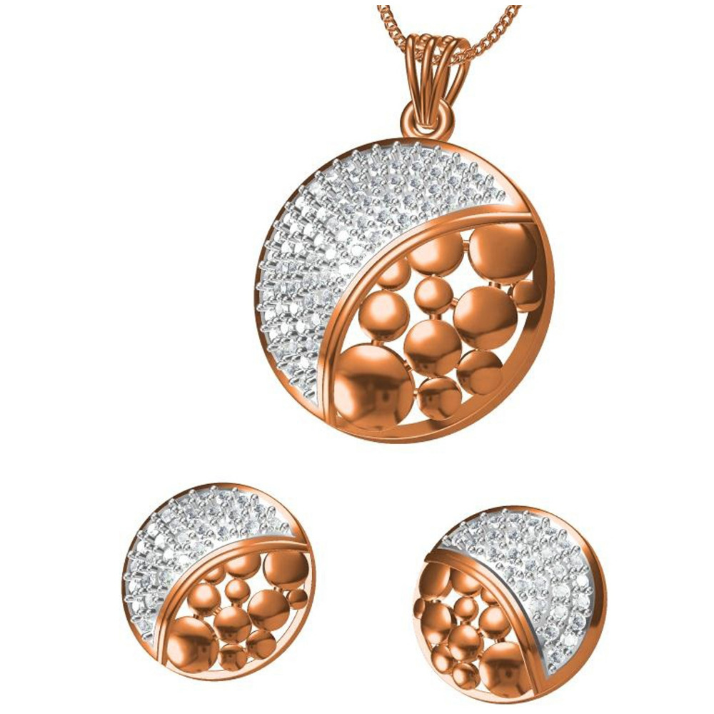 18kt cz rose gold pendant set