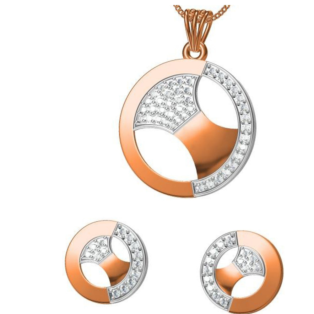 18kt cz rose gold pendant set