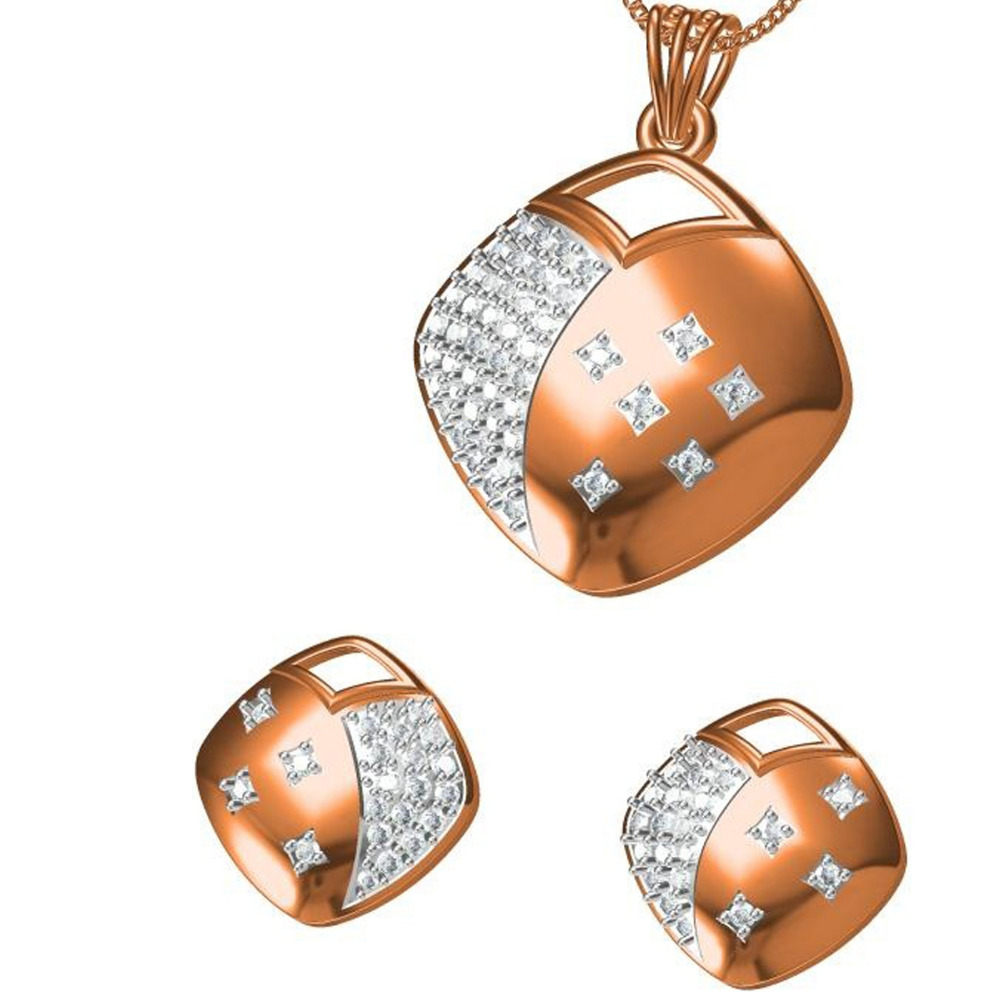 18kt cz rose gold diamond pendant set
