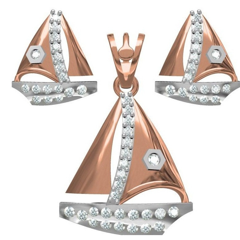 18kt cz rose gold pendant set