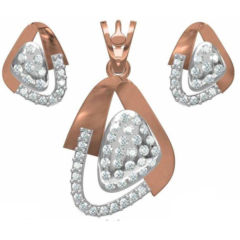 18kt cz rose gold pendant set
