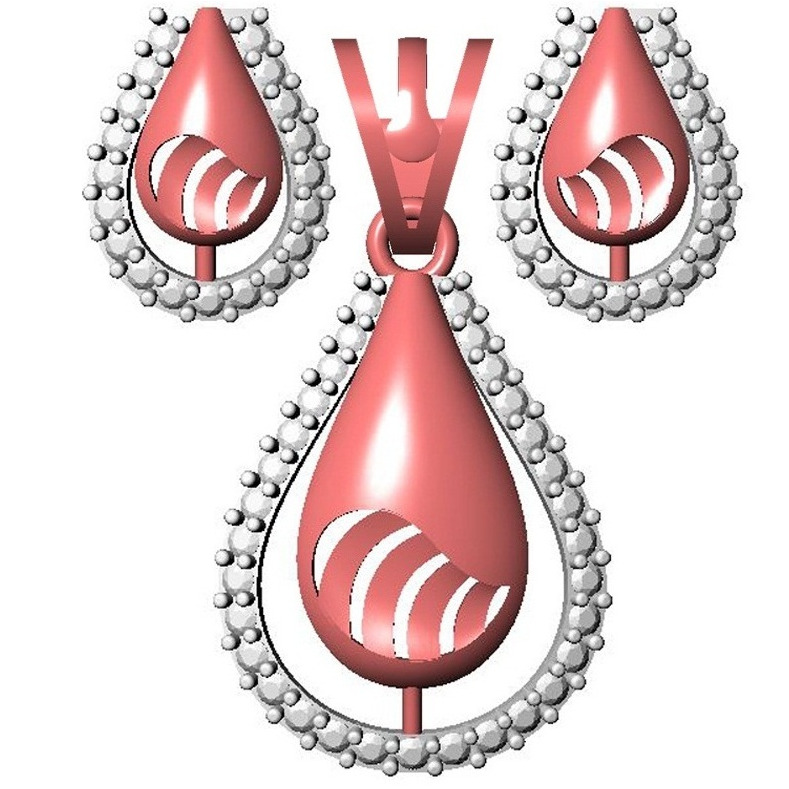 18kt cz rose gold diamond pendant set