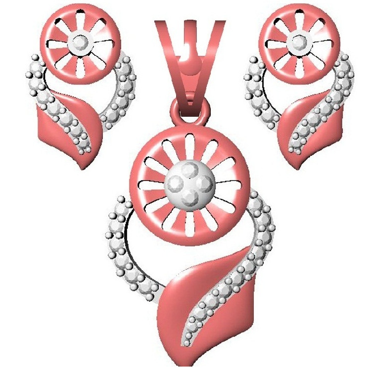 18kt cz rose gold diamond pendant set