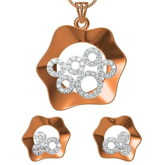 18kt cz rose gold diamond pendant set