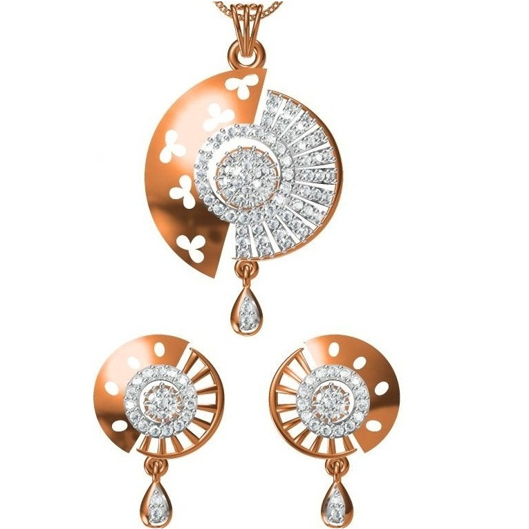 18kt cz rose gold pendant set