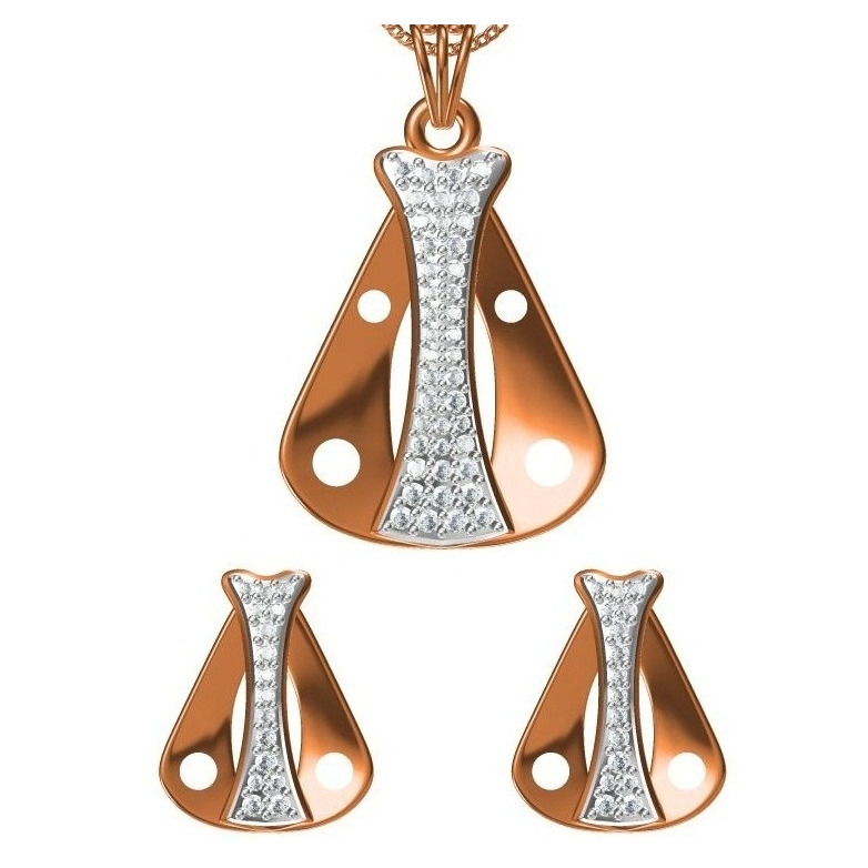 18kt cz rose gold diamond pendant set