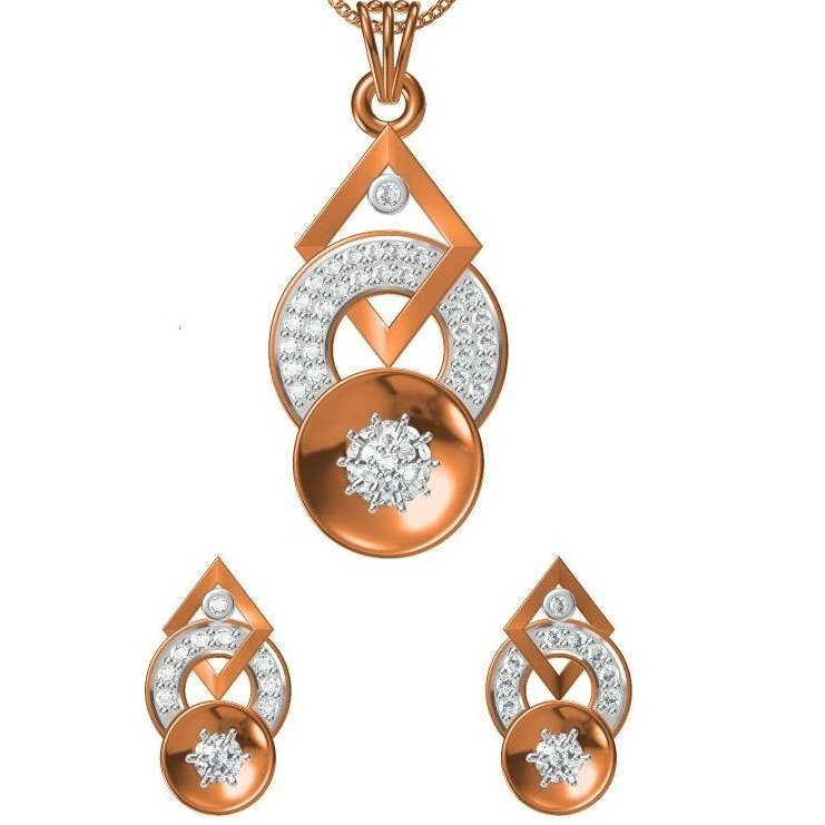 18kt cz rose gold diamond pendant set