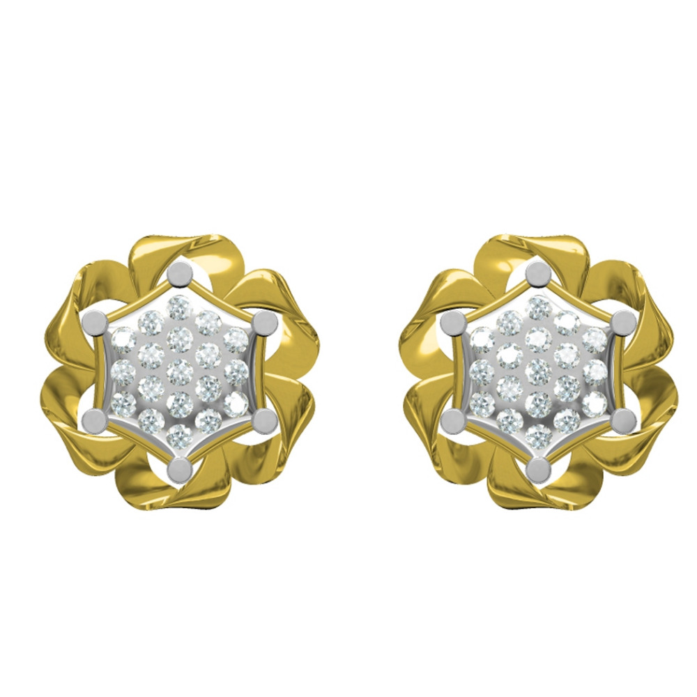 916 cz diamond gold earrings