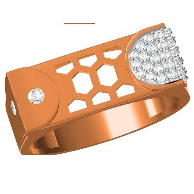 18kt cz rose gold gents ring