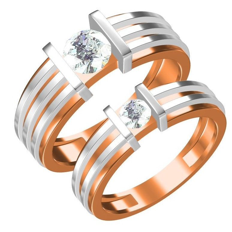 916 CZ ROSE GOLD COUPLE RING