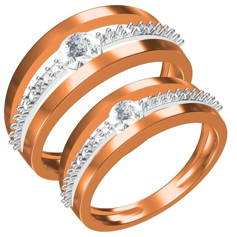 916 cz rose gold couple ring