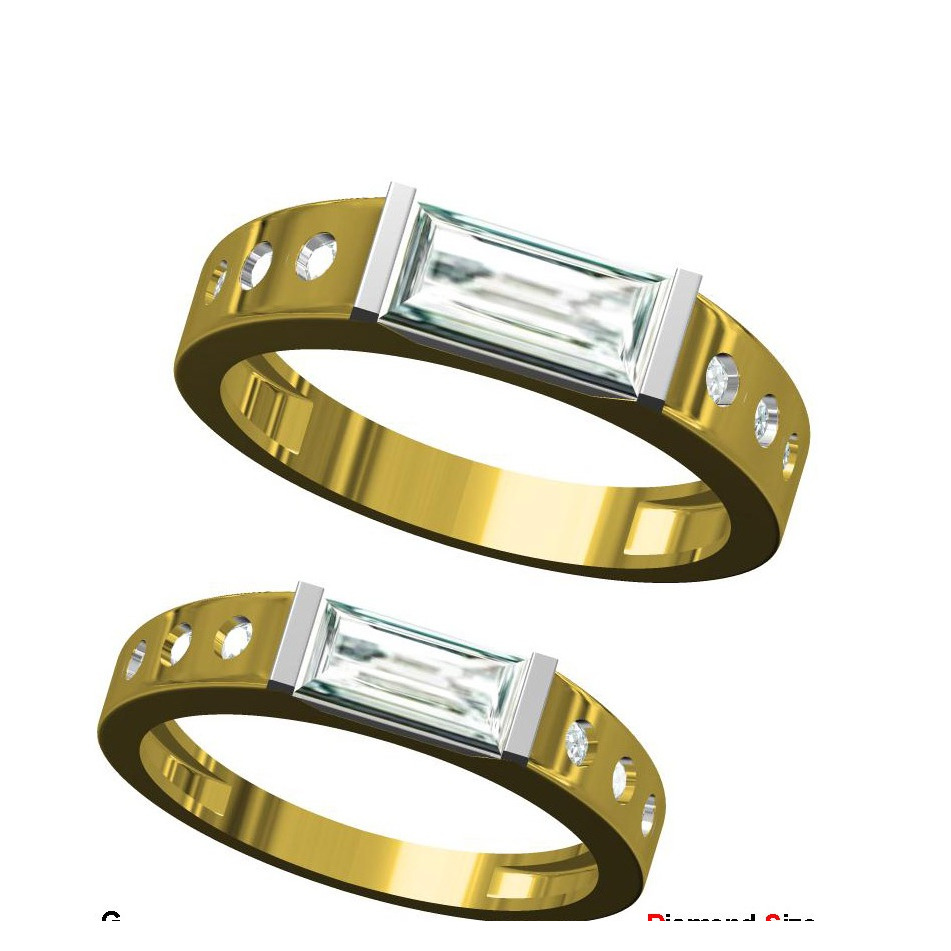 916 CZ DIAMOND GOLD COUPLE RING