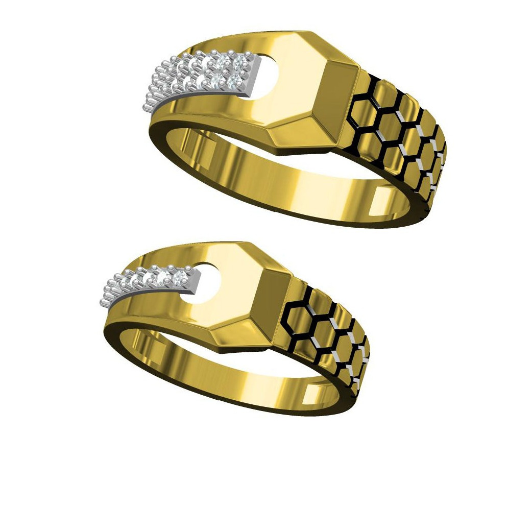 916 CZ DIAMOND GOLD COUPLE RING