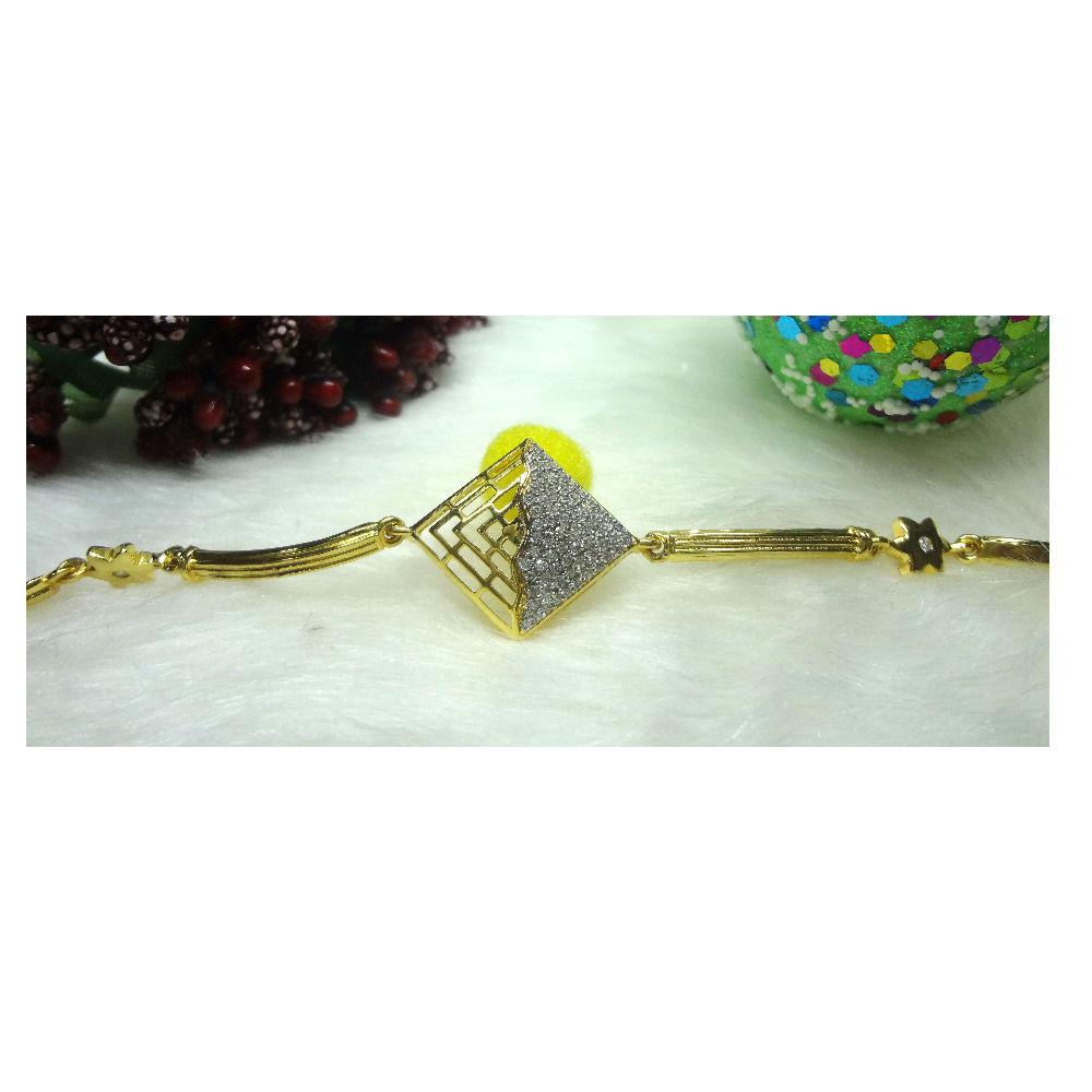 916 GOLD CZ DIAMOND PYRAMID SHAPE LADIES BRACELET